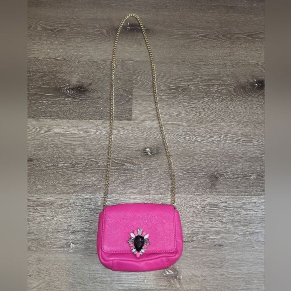 Juicy Couture Handbags - Juicy Couture Leather Pink Mini Chain Link Crossbody Bag